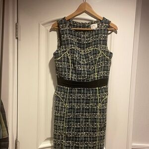 Milly of New York Black and Yellow Tweed Sexy Dress